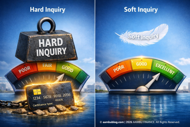 A comparison chart showing which financial activities result in a hard pull versus a soft pull on a credit report.